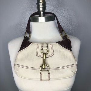 SOLD! Coach Small Leather Shoulder Bag Ivory/Brown